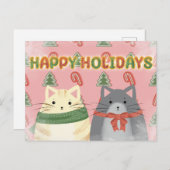 Happy Holidays Cats Postcard Briefkaart (Voorkant / Achterkant)
