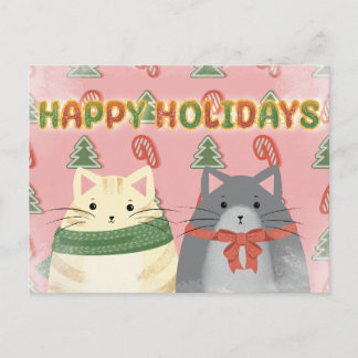 Happy Holidays Cats Postcard Briefkaart