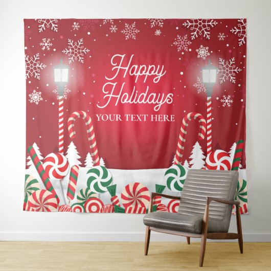 Happy Holidays christmas banner backdrop  Wandkleed (In Situ (horizontaal))