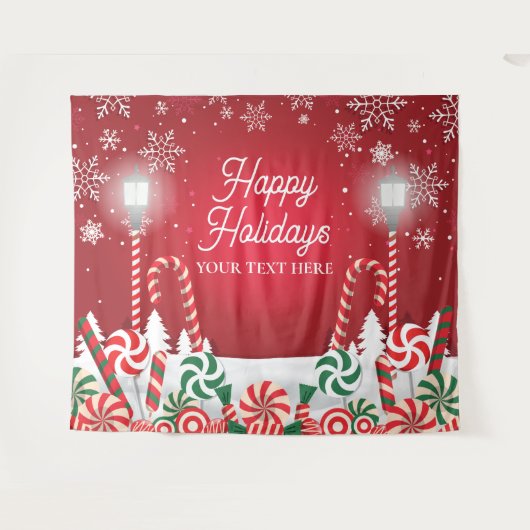 Happy Holidays christmas banner backdrop  Wandkleed (Voorkant (horizontaal))
