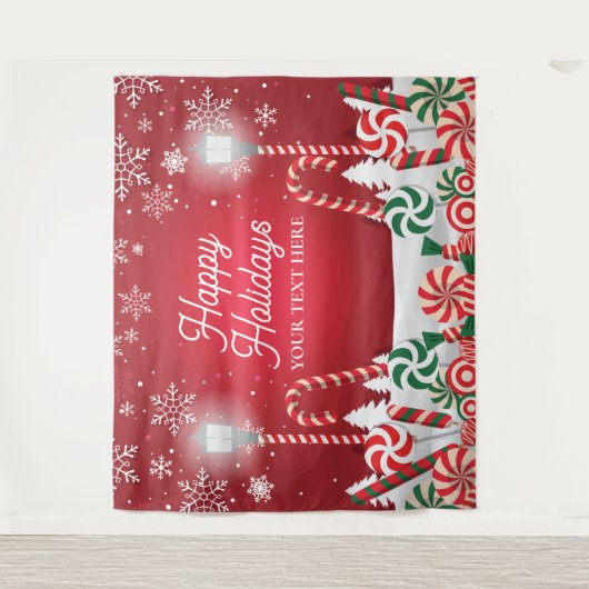 Happy Holidays christmas banner backdrop  Wandkleed (Voorkant)