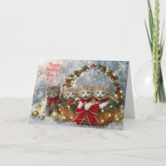Happy Holidays Christmas Cute Kitties Kittens Kaart