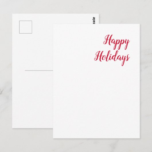 Happy holidays christmas handwriting red white briefkaart (Voorkant / Achterkant)