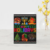 Happy Holidays Christmas Hanukkah Kwanzaa Happy Ne Kaart (Gele Bloem)