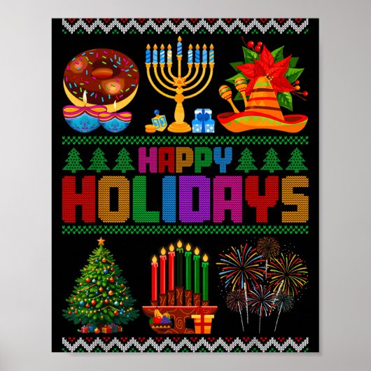 Happy Holidays Christmas Hanukkah Kwanzaa Happy Ne Poster (Voorkant)