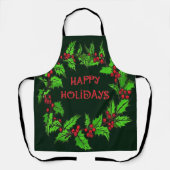 Happy Holidays Christmas Holly Wreath Schort (Voorkant)