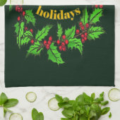 Happy Holidays Christmas Holly Wreath Theedoek (Gevouwen)