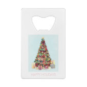 Happy Holidays. Christmas Tree Creditkaart Flessenopener (Achterkant)