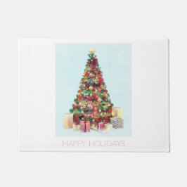 Happy Holidays. Christmas Tree Deurmat