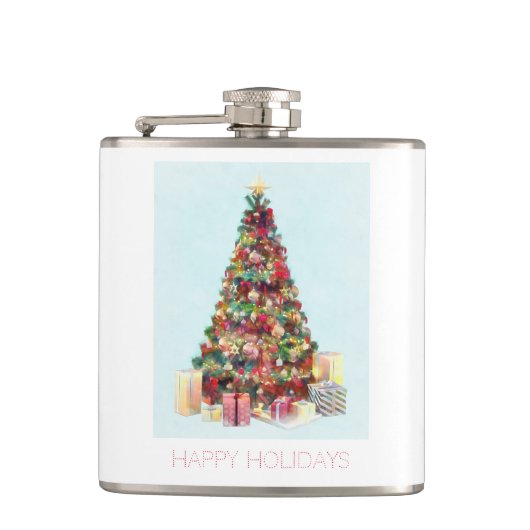 Happy Holidays. Christmas Tree Heupfles (Voorkant)