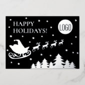 Happy Holidays Company Logo Santa sleigh  Folie Feestdagenkaart (Voorkant)