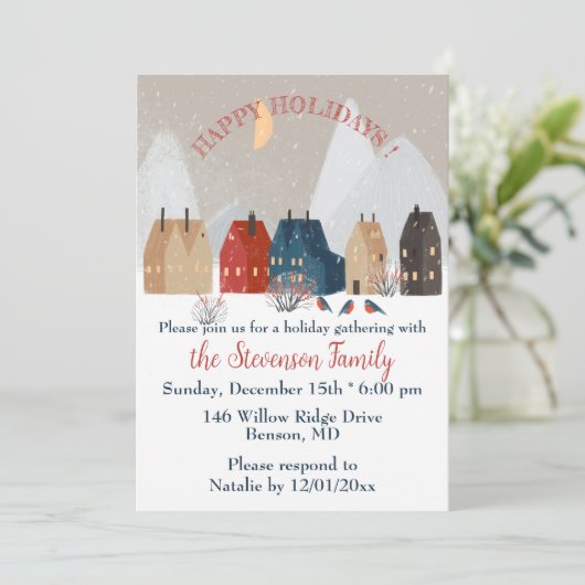  Happy Holidays Country Primitive Village Invite   Save The Date (Staand voorkant)