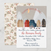  Happy Holidays Country Primitive Village Invite   Save The Date (Voorkant / Achterkant)