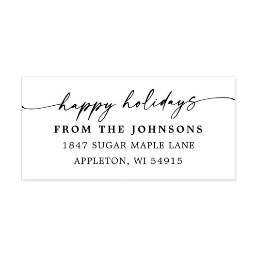 Happy Holidays Custom Address Wood Art Stamp Rubberstempel (Afrduk)