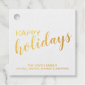 'Happy Holidays' Elegant Gold Foil Bedankjes Labels (Voorkant)