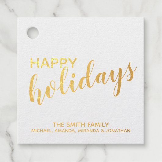 'Happy Holidays' Elegant Gold Foil Bedankjes Labels (Voorkant)