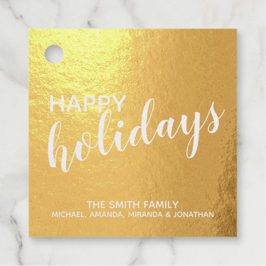 'Happy Holidays' Elegant Gold Foil Bedankjes Labels (Voorkant)