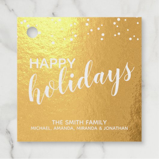 'Happy Holidays' Elegant Gold Foil Bedankjes Labels (Voorkant)