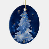  Happy Holidays Elegant Navy Gold Christmas Keramisch Ornament (Rechts)