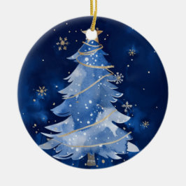  Happy Holidays Elegant Navy Gold Christmas Keramisch Ornament