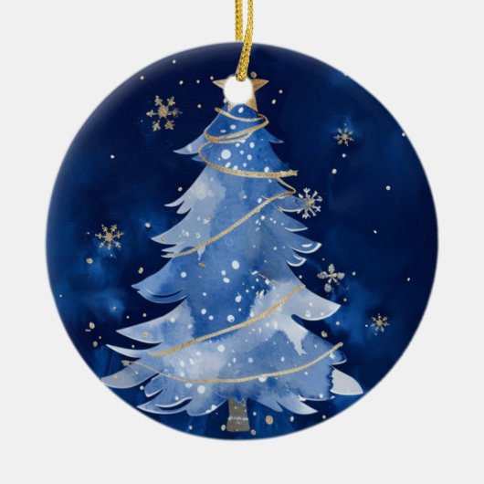  Happy Holidays Elegant Navy Gold Christmas Keramisch Ornament (Voorkant)