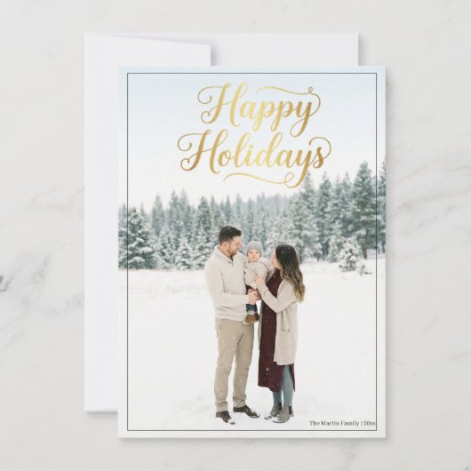 Happy Holidays Elegant Script Calligraphy Photo Feestdagenkaart (Voorkant)