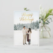 Happy Holidays Elegant Script Calligraphy Photo Feestdagenkaart (Staand voorkant)