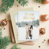 Happy Holidays Elegant Script Calligraphy Photo Feestdagenkaart