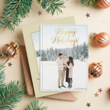 Happy Holidays Elegant Script Calligraphy Photo