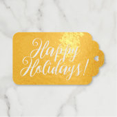 Happy Holidays elegant script gold Cadeaulabels (Voorkant (horizontaal))