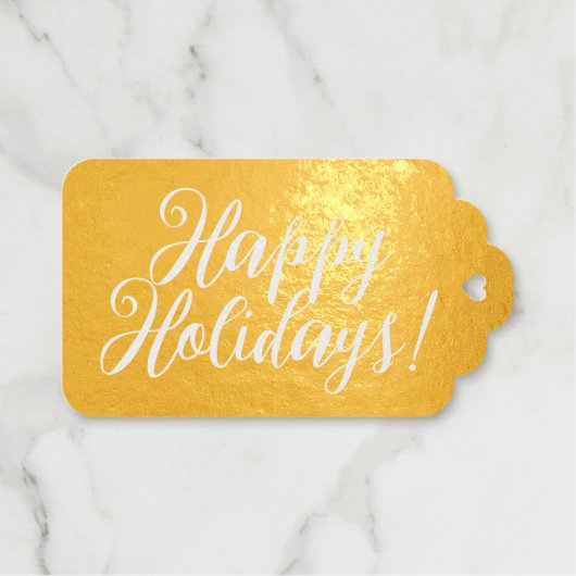 Happy Holidays elegant script gold Cadeaulabels (Voorkant (horizontaal))