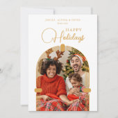 Happy Holidays Exquisite Golden Dome Arch Photo Feestdagenkaart (Voorkant)