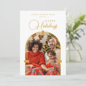 Happy Holidays Exquisite Golden Dome Arch Photo Feestdagenkaart (Staand voorkant)