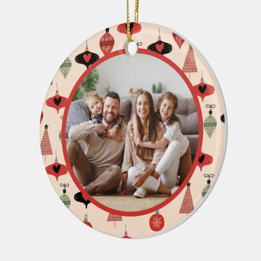 Happy Holidays Family Photo Christmas Keramisch Ornament (Links)