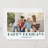Happy Holidays Family Photo Transformative Teal Feestdagenkaart (Voorkant)