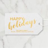'Happy Holidays' feestelijk goud Cadeaulabels (Voorkant (horizontaal))