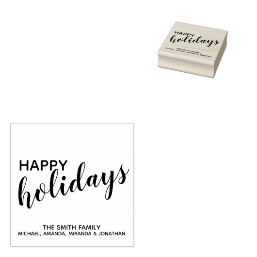 'Happy Holidays' Festive Rubberstempel (Gestempeld)
