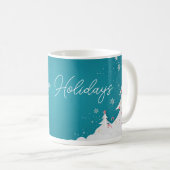 Happy Holidays – Festive Winter Aqua Blue Mug Koffiemok (Voorkant rechts)