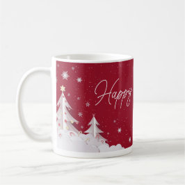 Happy Holidays – Festive Winter Ruby Red Mug Koffiemok