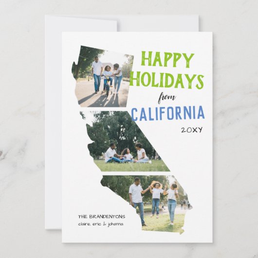 Happy Holidays from California Two Photo Card Feestdagenkaart (Voorkant)
