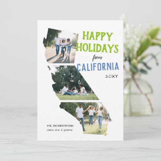 Happy Holidays from California Two Photo Card Feestdagenkaart (Staand voorkant)