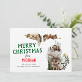 Happy Holidays from Michigan Three Photo Feestdagenkaart (Staand voorkant)