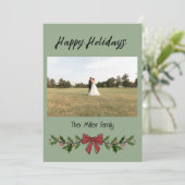 Happy Holidays Garland and Mistletoe Kaart (Staand voorkant)