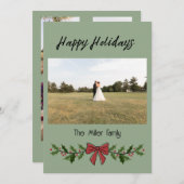 Happy Holidays Garland and Mistletoe Kaart (Voorkant / Achterkant)