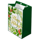 'Happy Holidays' Gift Bag Medium Cadeauzakje (Voorkant Gekanteld)