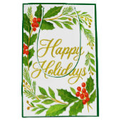 'Happy Holidays' Gift Bag Medium Cadeauzakje (Voorkant)