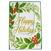 'Happy Holidays' Gift Bag Medium Cadeauzakje (Achterkant)