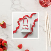 Happy Holidays Gift Bag With Red Ribbons Servet (Insitu)