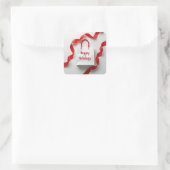 Happy Holidays Gift Bag With Red Ribbons Vierkante Sticker (Tas)