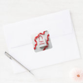 Happy Holidays Gift Bag With Red Ribbons Vierkante Sticker (Envelop)